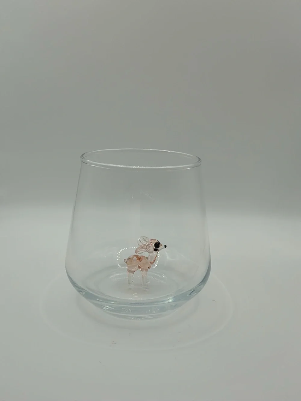 Minizoo Clear Glass Accent Vase with Pink Bambi Deer Figurine